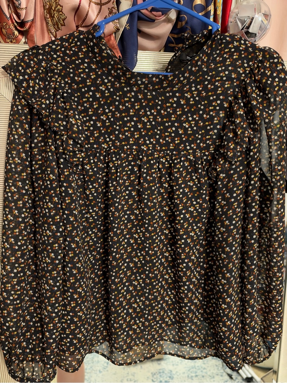 Madewell Floral Long-Sleeve Peasant Blouse
